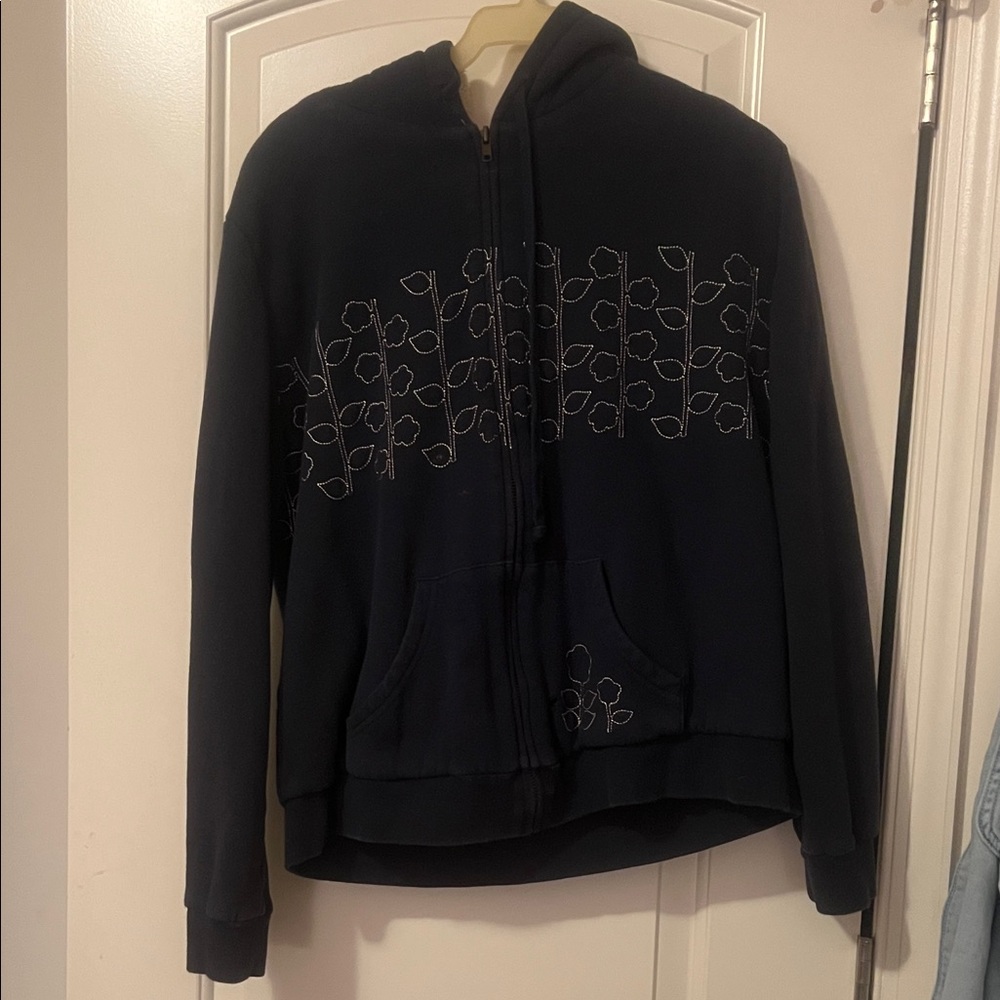 Mossimo Supply Co. Black Jacket with Leaf Pattern